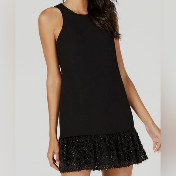 Trina Turk Dresses & Skirts - Trina Turk Black Mini Dress With Embellished Hem size 0